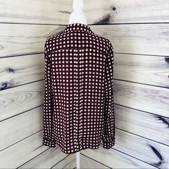 The Limited Ashton Burgundy Gingham Plaid Button Down Long Sleeve Shirt - Picture 8 of 13